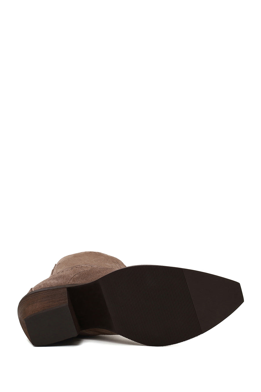 Woman Mink Zip Closure Thick-Heeled Suede Boots