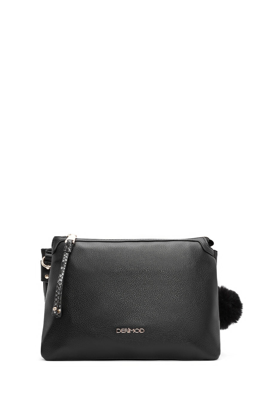 Women's Black Crossbody Bag with Accessory Detail