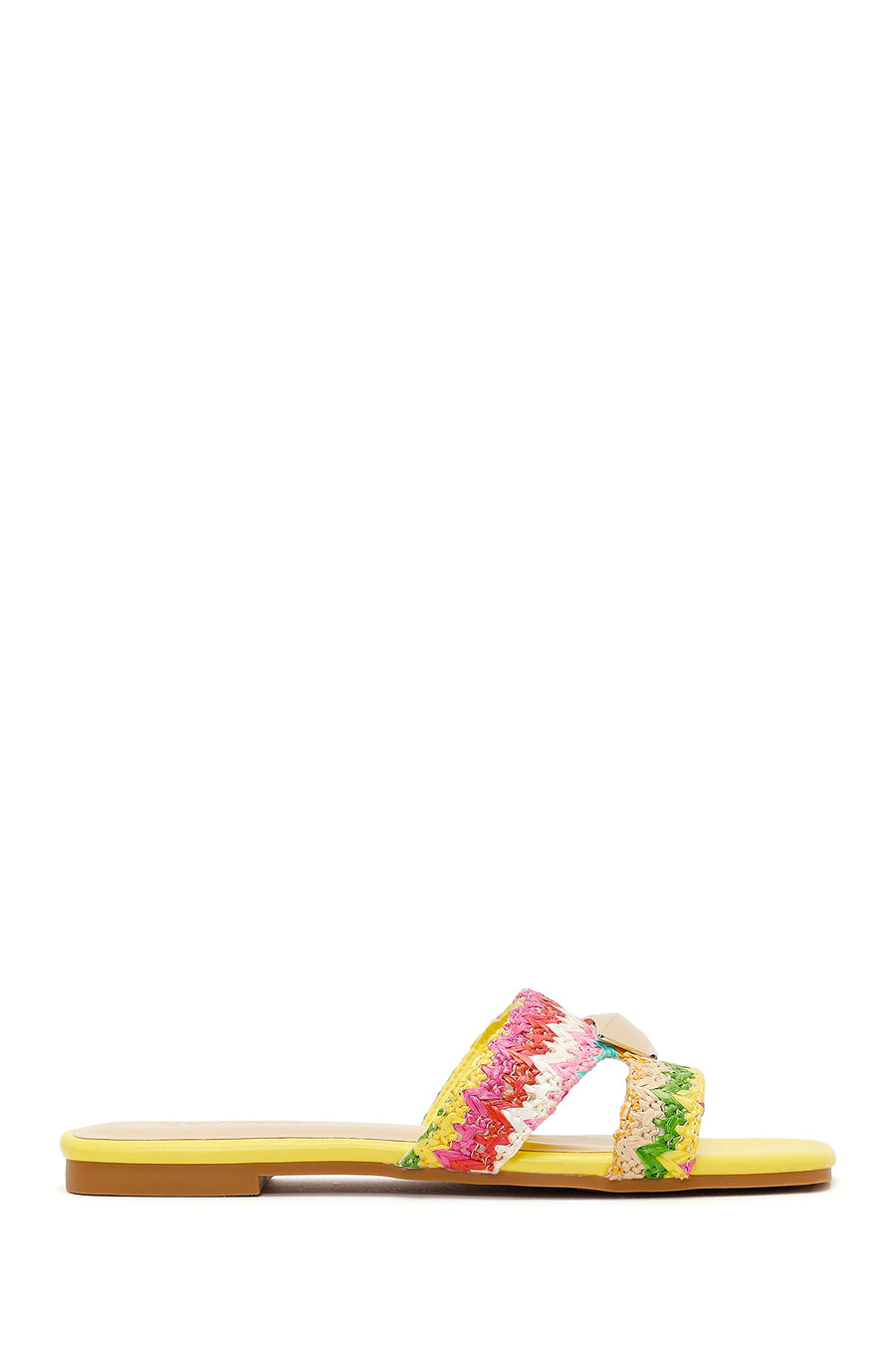Women's Yellow Straw Slippers 26SFE4806M7 | Derimod