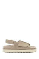 Women's Beige Strappy Suede Leather Sandals | Derimod