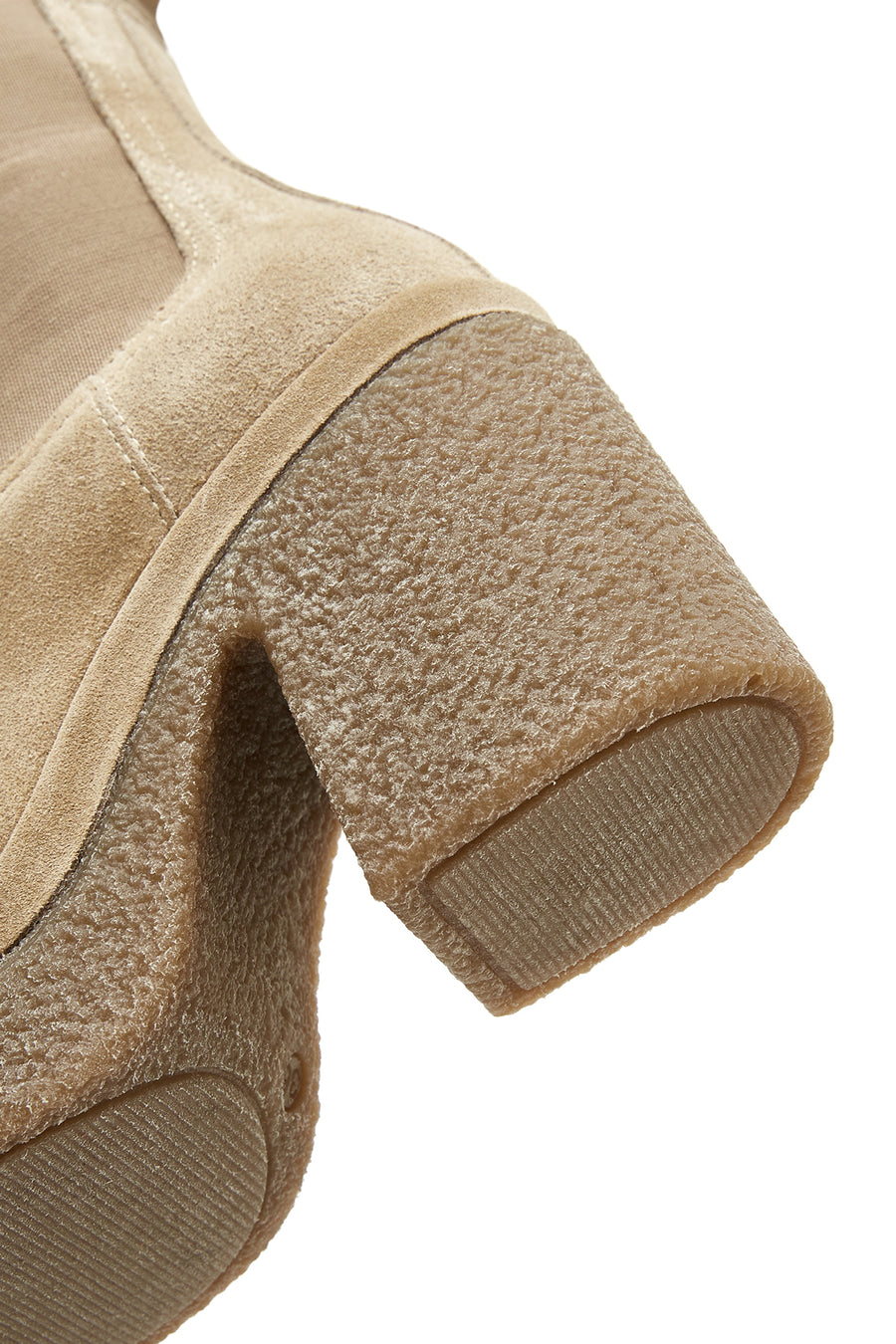 Women's Beige Thick Heeled Suede Leather Chelsea Boots