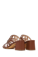Woman Brown Chunky-Heel Slippers | Derimod