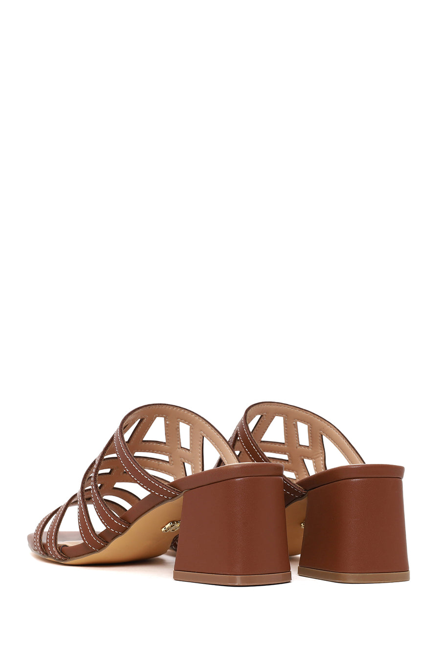 Woman Brown Chunky-Heel Slippers