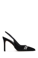 Woman Black Slingback Stiletto Suede Shoes | Derimod