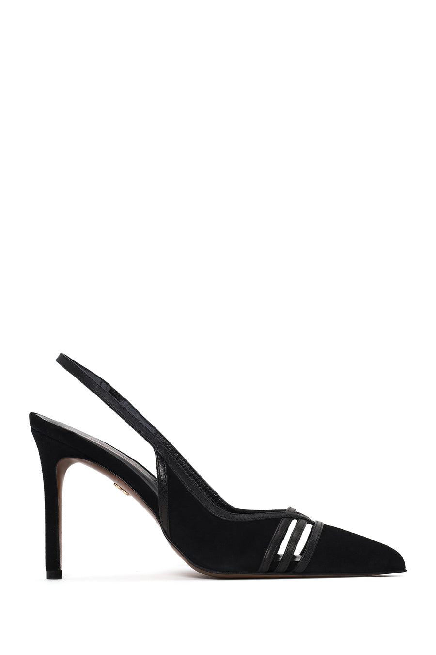 Woman Black Slingback Stiletto Suede Shoes AF100003DS | Derimod