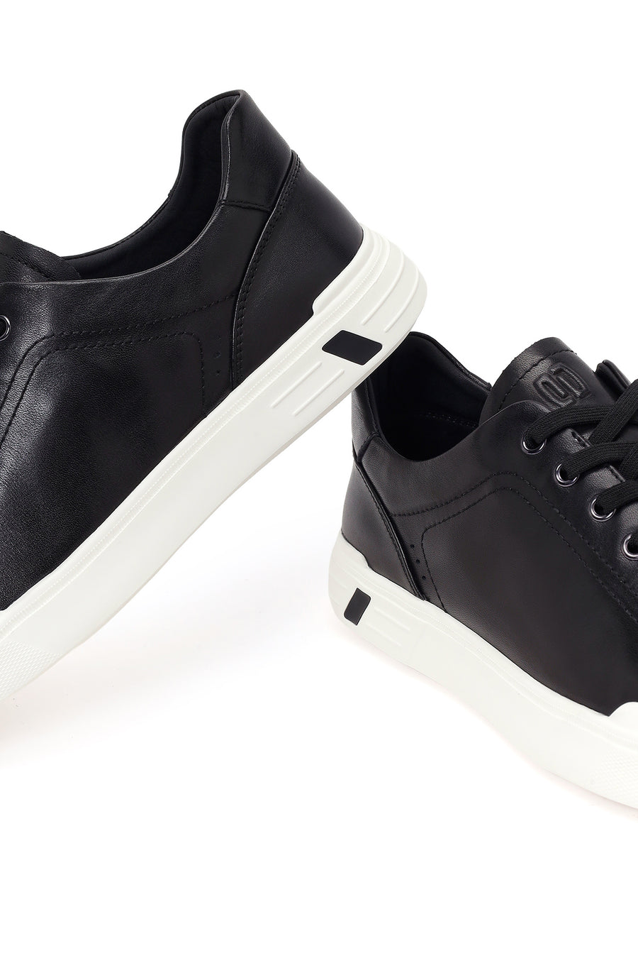 Erkek Siyah Bağcıklı Deri Sneaker