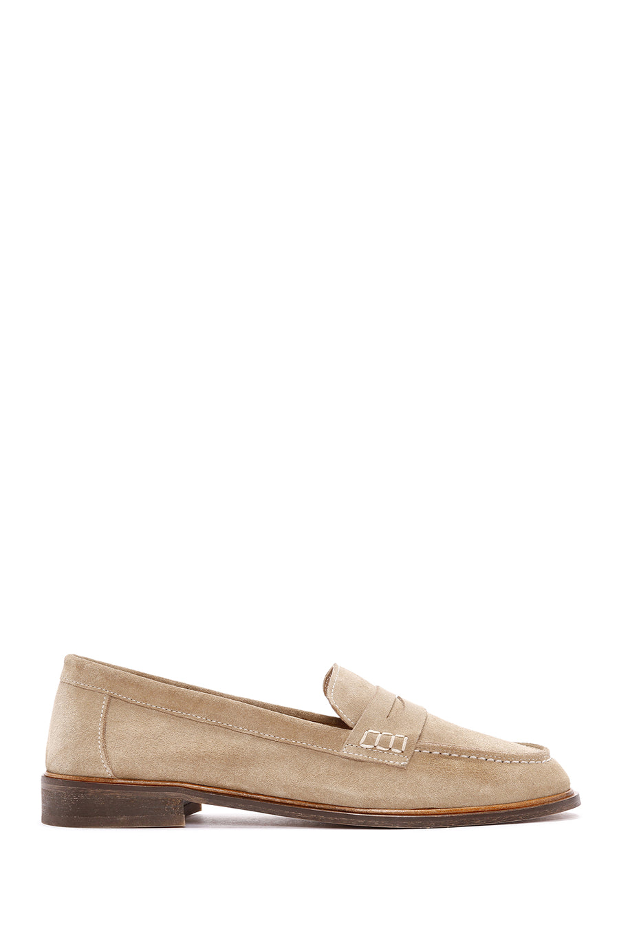 Kadın Bej Süet Deri Maskülen Loafer 25SFD151610 | Derimod