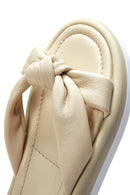 Women's Beige Leather Comfort Slippers | Derimod