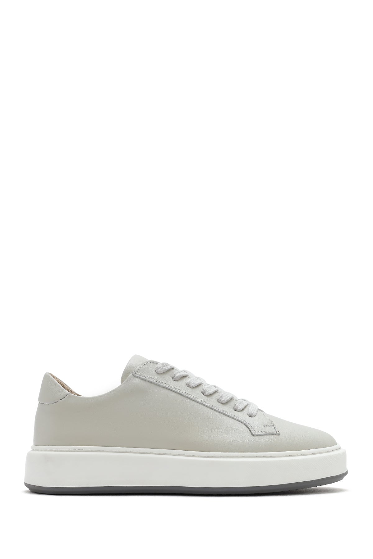 Erkek Beyaz Kalın Tabanlı Bağcıklı Deri Sneaker 25SFD630718 | Derimod