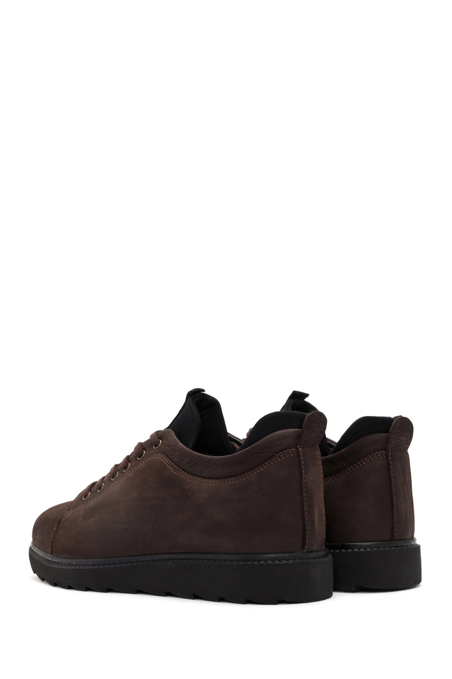 Men's Brown Lace-Up Nubuck Leather Casual Shoes