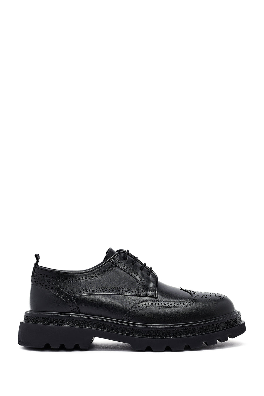 Male Black Lace-Up Thick-Soled Leather Casual Shoes WM780002DV | Derimod