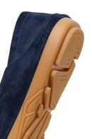 Male Navy Suede Leather Loafer | Derimod