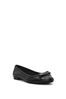 Women's Black Bowknot Leather Ballerinas | Derimod