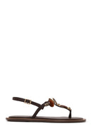 Woman Brown Embellished Toe-Post Sandal | Derimod