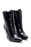 Women's Leather Crocodile Heeled Boots | Derimod