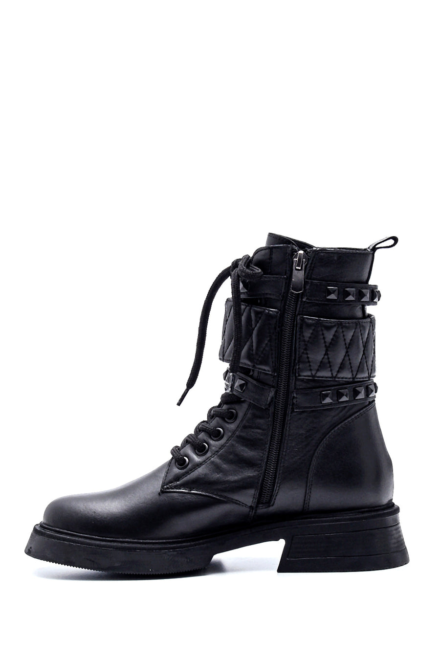 Women's Leather Stone Detailed Boots