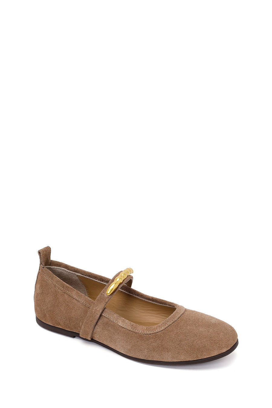 Woman Mink Buckled Suede Leather Ballet Flat