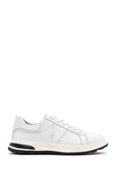 Erkek Beyaz Bağcıklı Kalın Tabanlı Deri Sneaker | Derimod