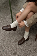 Woman Brown Buckle-Detail Leather Masculine Loafer | Derimod