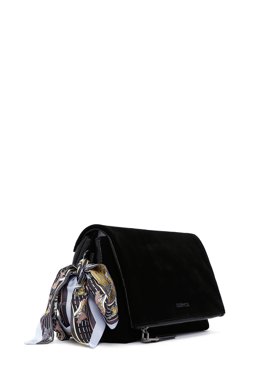 Woman Black Suede Crossbody Bag