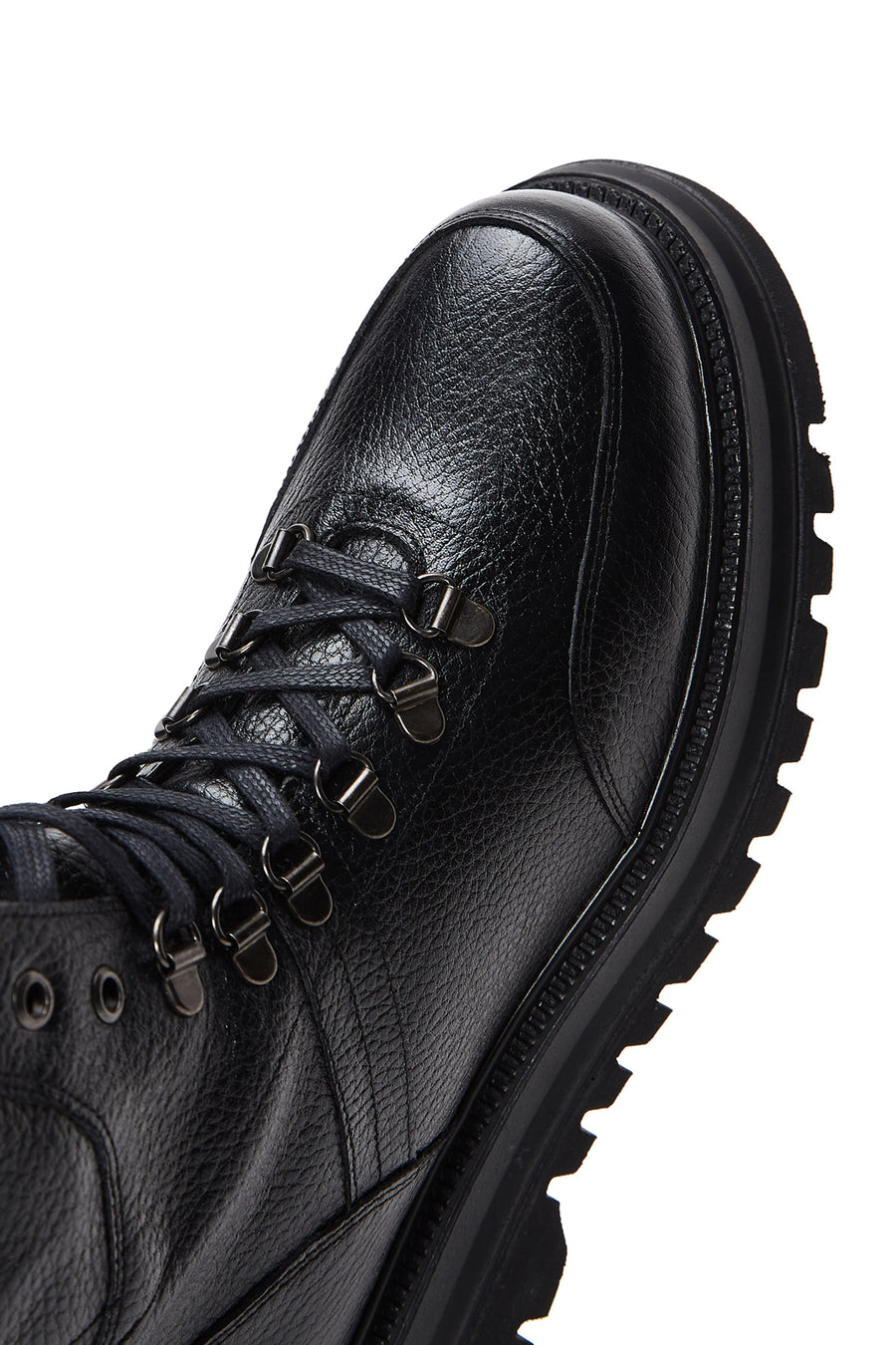 Women's Black Leather Flat Boots