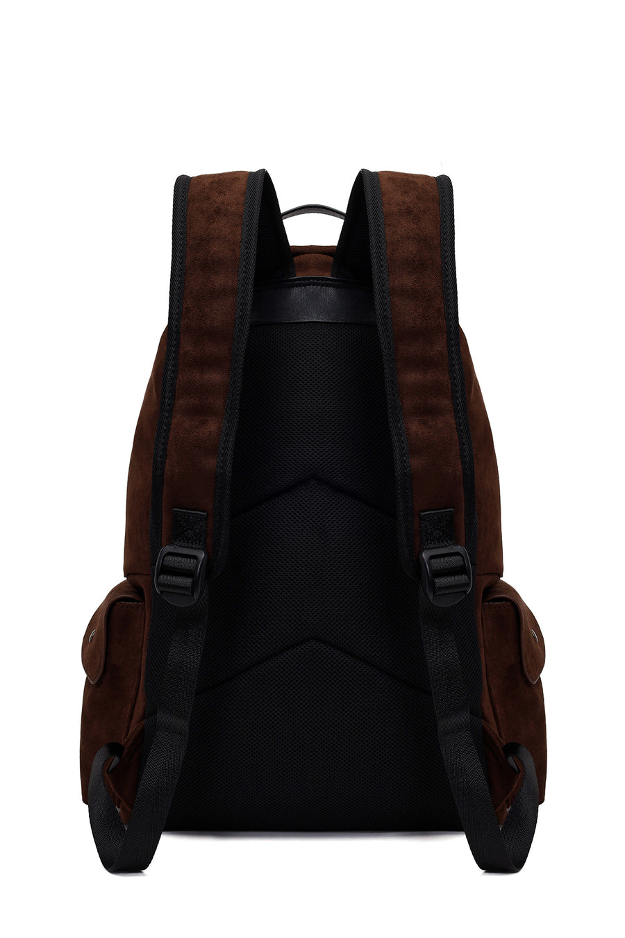 Unisex Brown Suede Fabric Backpack