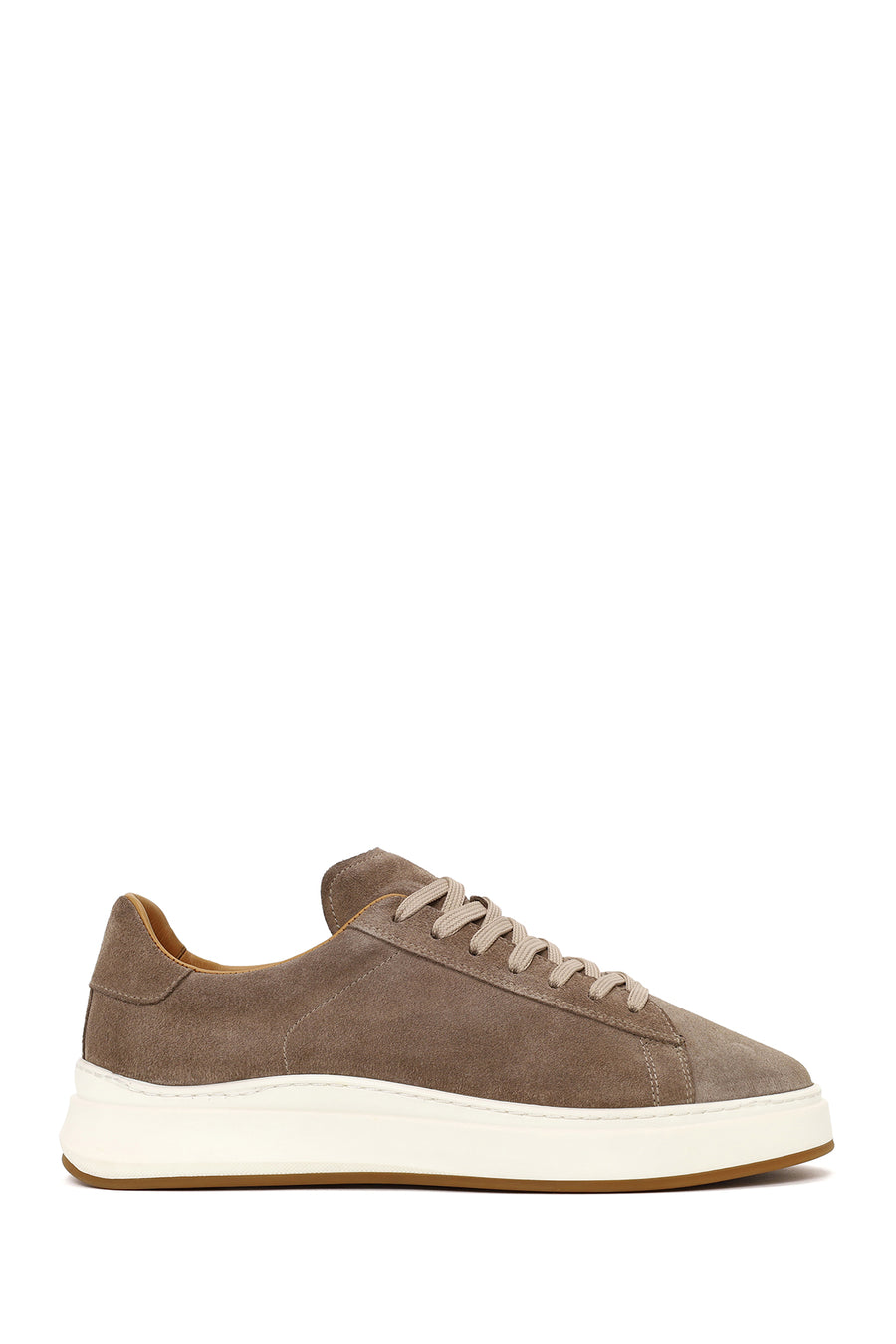 Erkek Bej Bağcıklı Kalın Tabanlı Süet Deri Sneaker WM710014DS | Derimod