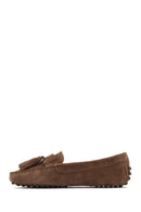 Women's Tan Tassel Suede Leather Loafer | Derimod