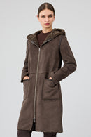 Fiorentini Women Brown Reversible Hooded Teddy Coat | Derimod