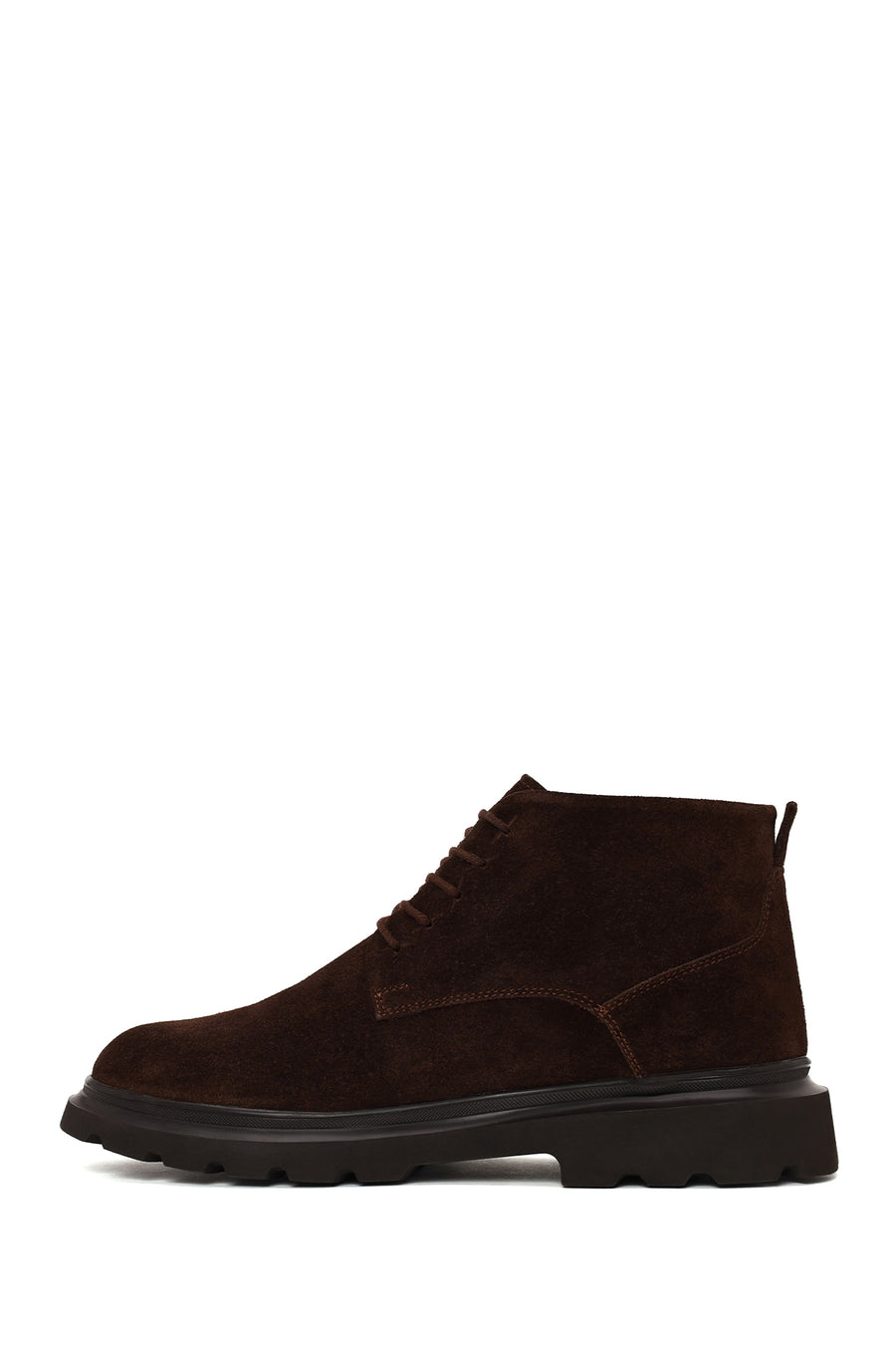 Male Brown Lace-up Thick-Soled Suede Casual Boots