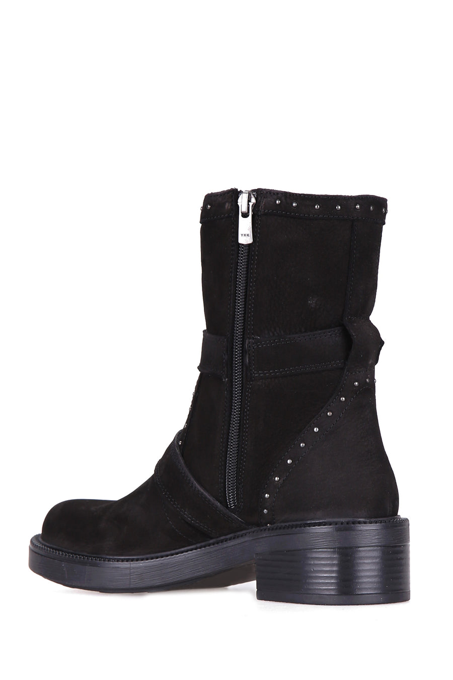 Women's Suede Boots with Stud and Buckle Detail