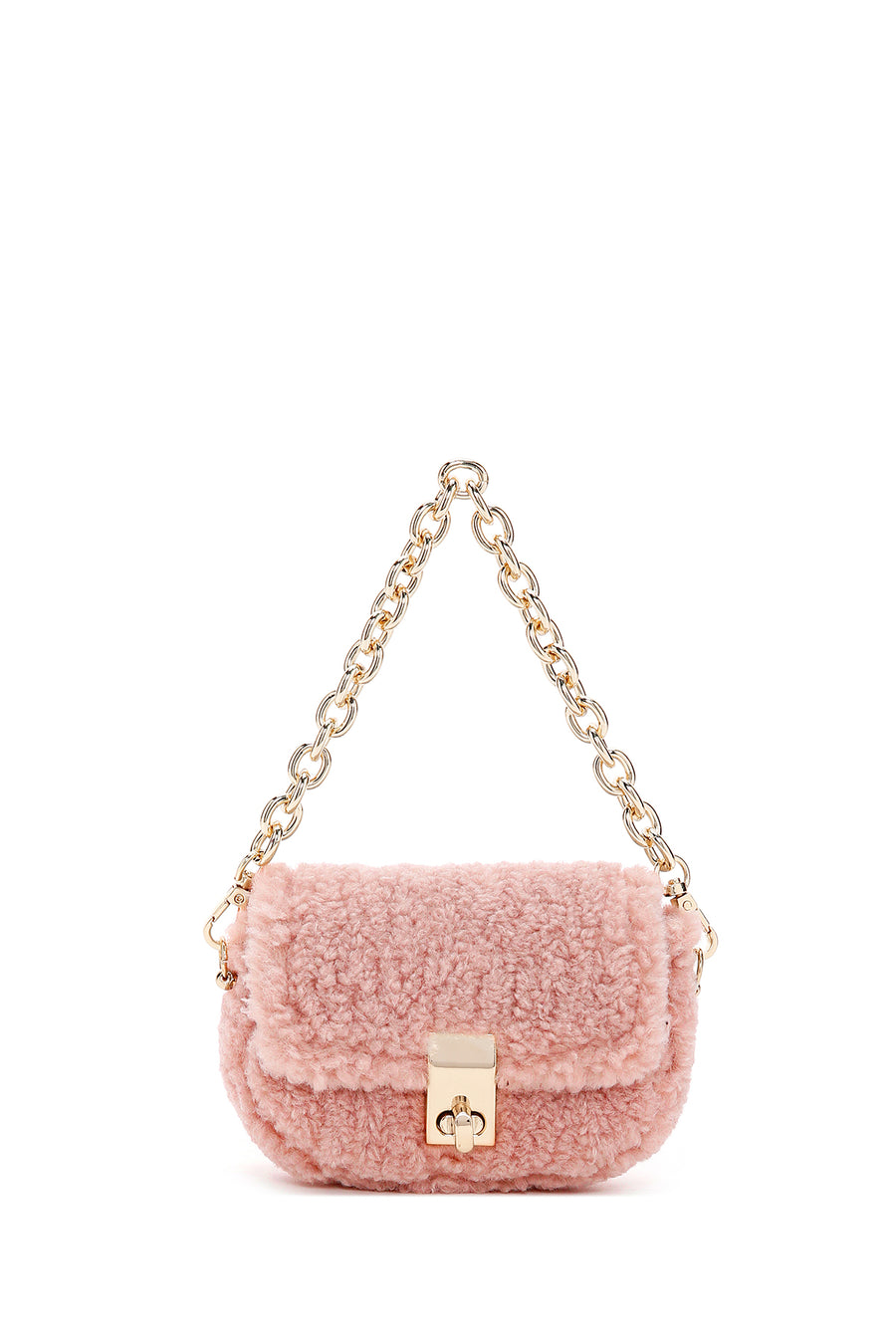 Women's Pink Plush Mini Crossbody Bag
