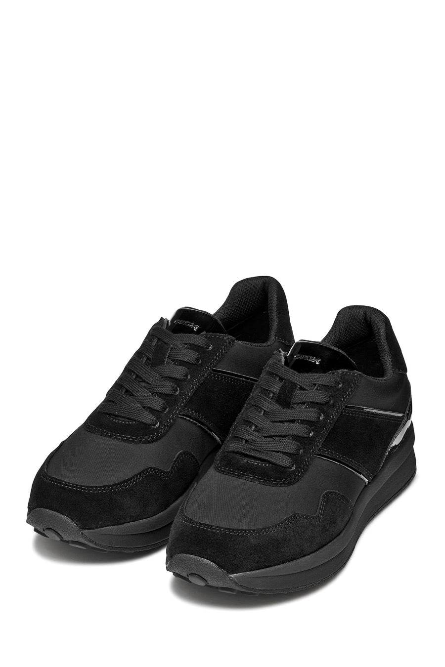 Geox Kadın Siyah D Runntıx A - Nylon+Suede Bağcıklı Kalın Tabanlı Kumaş Sneaker