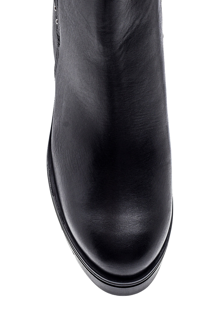 Women's Leather Platform Heeled Boots