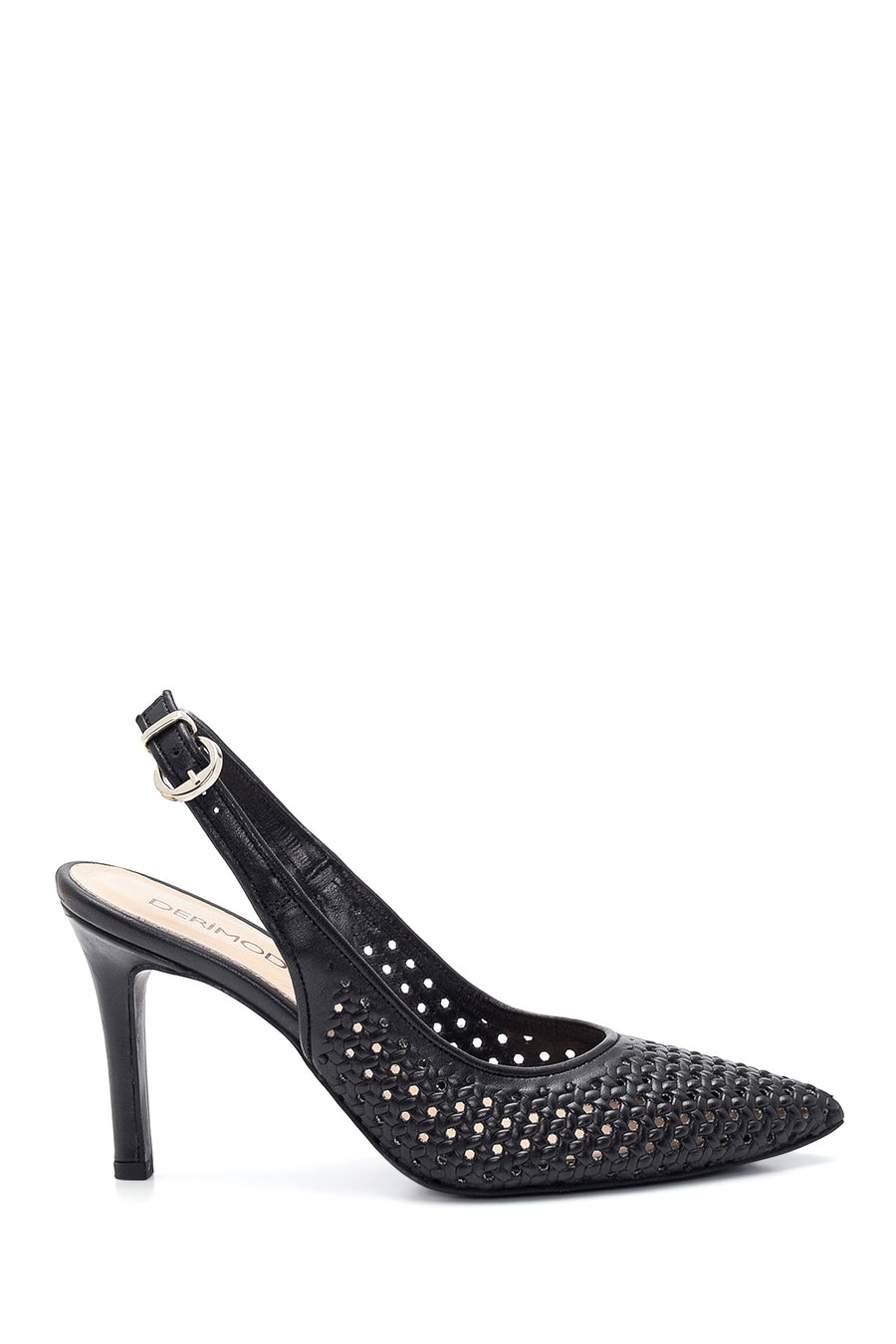 Women's Black Leather Braided Stiletto 22SFD161418 | Derimod