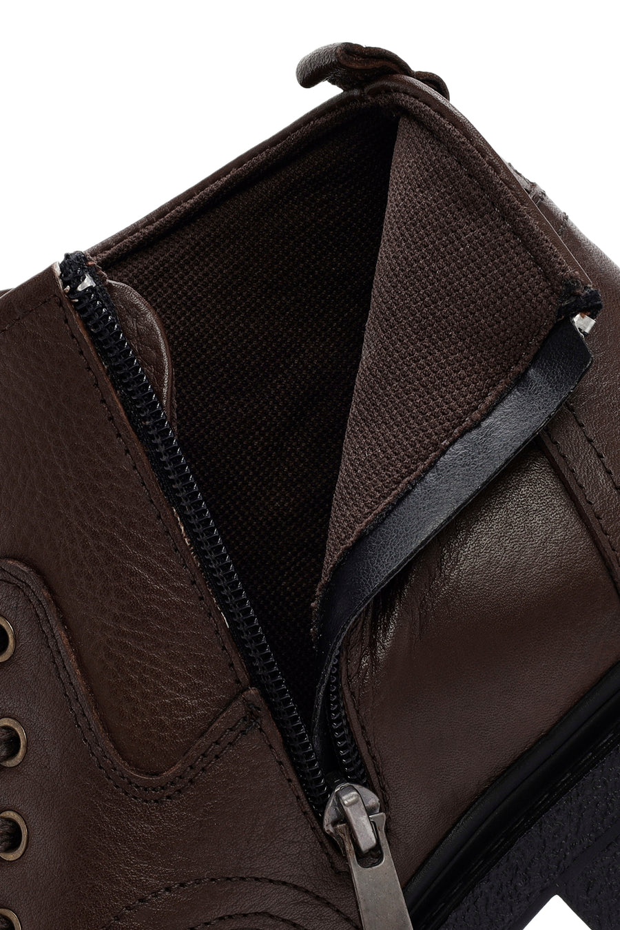 Male Brown Zip Closure Leather Casual Boots
