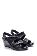 Women's Wedge Heeled Leather Sandals | Derimod