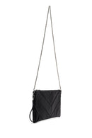 Woman Black Chain-Strap Patterned Clutch Bag | Derimod