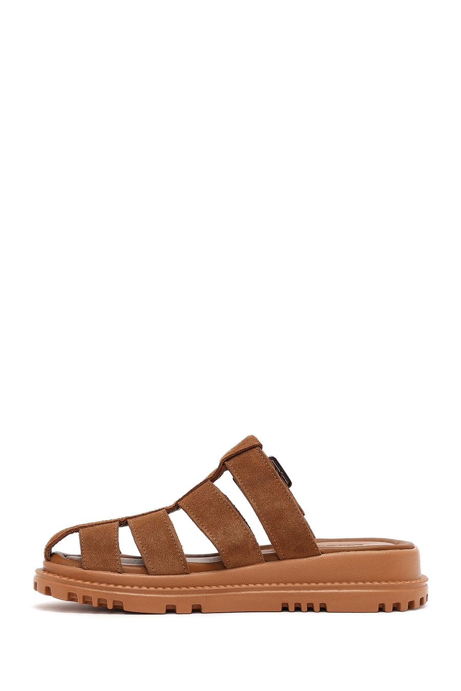 Women's Brown Thick Soled Suede Leather Slippers