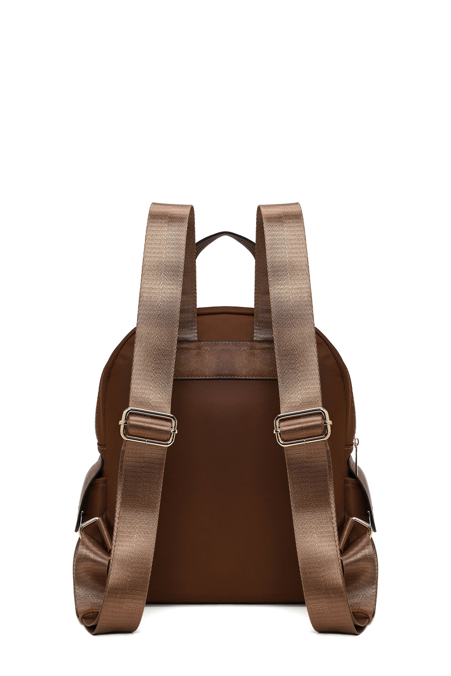 Woman Brown Fabric Backpack