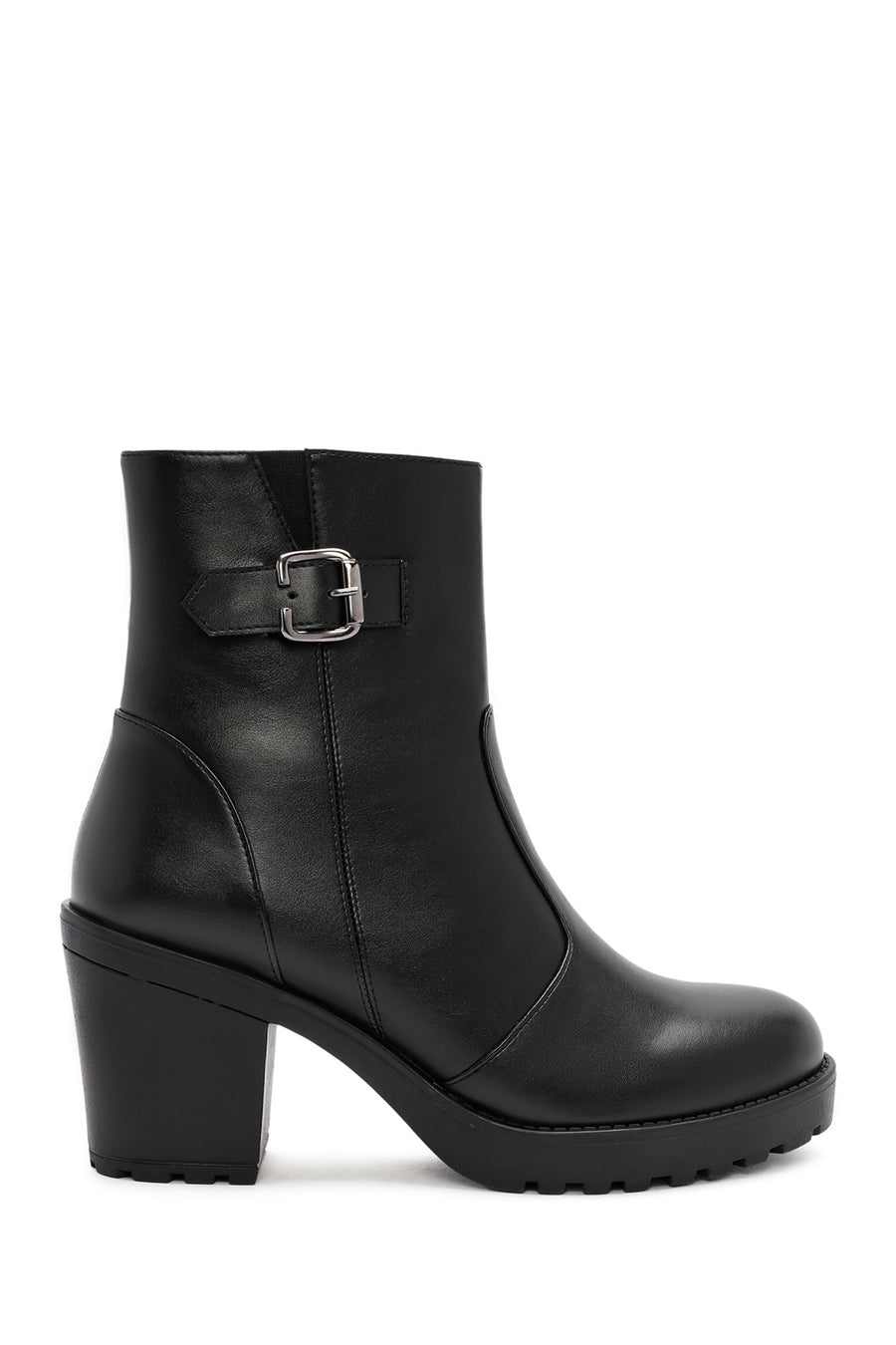 Women's Black Thick Heel Zipper Boots 24WFE253818 | Derimod