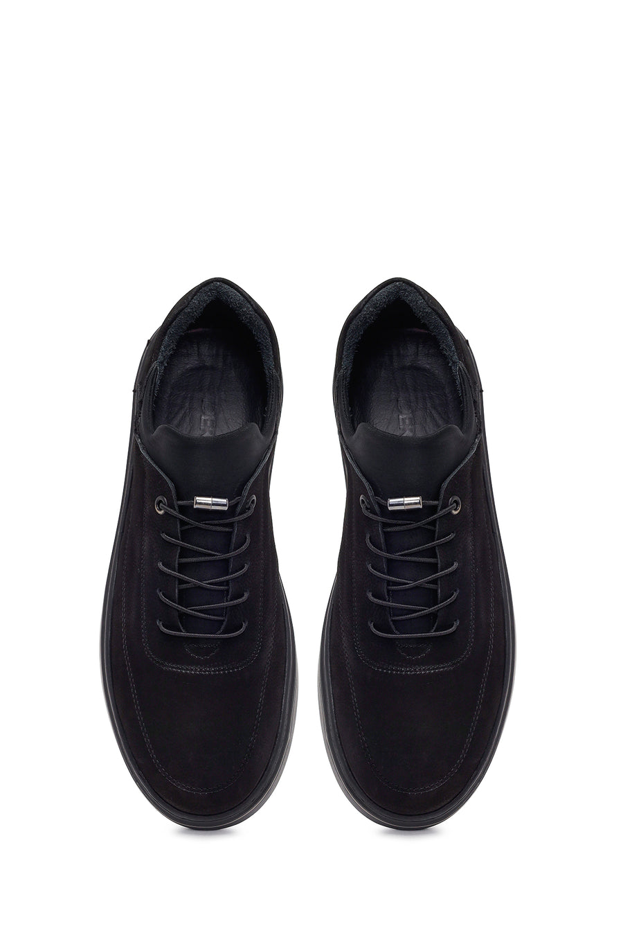 Erkek Siyah Bağcıklı Nubuk Deri Casual Sneaker
