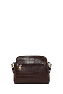 Woman Brown Long-Strap Crocodile Pattern Crossbody Bag | Derimod