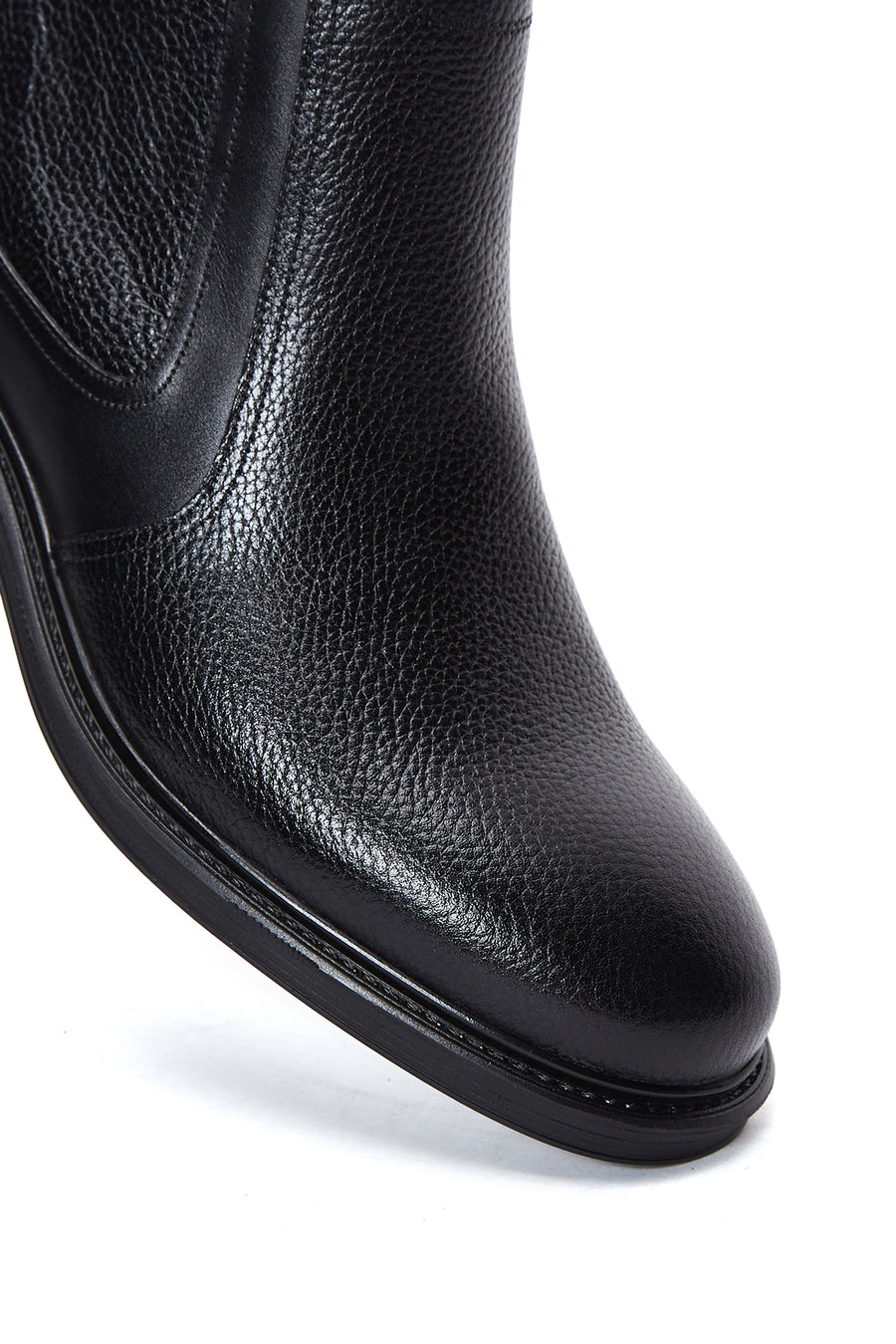 Men's Black Zippered Leather Casual Boots