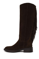 Woman Brown Tasselled Suede Boots | Derimod