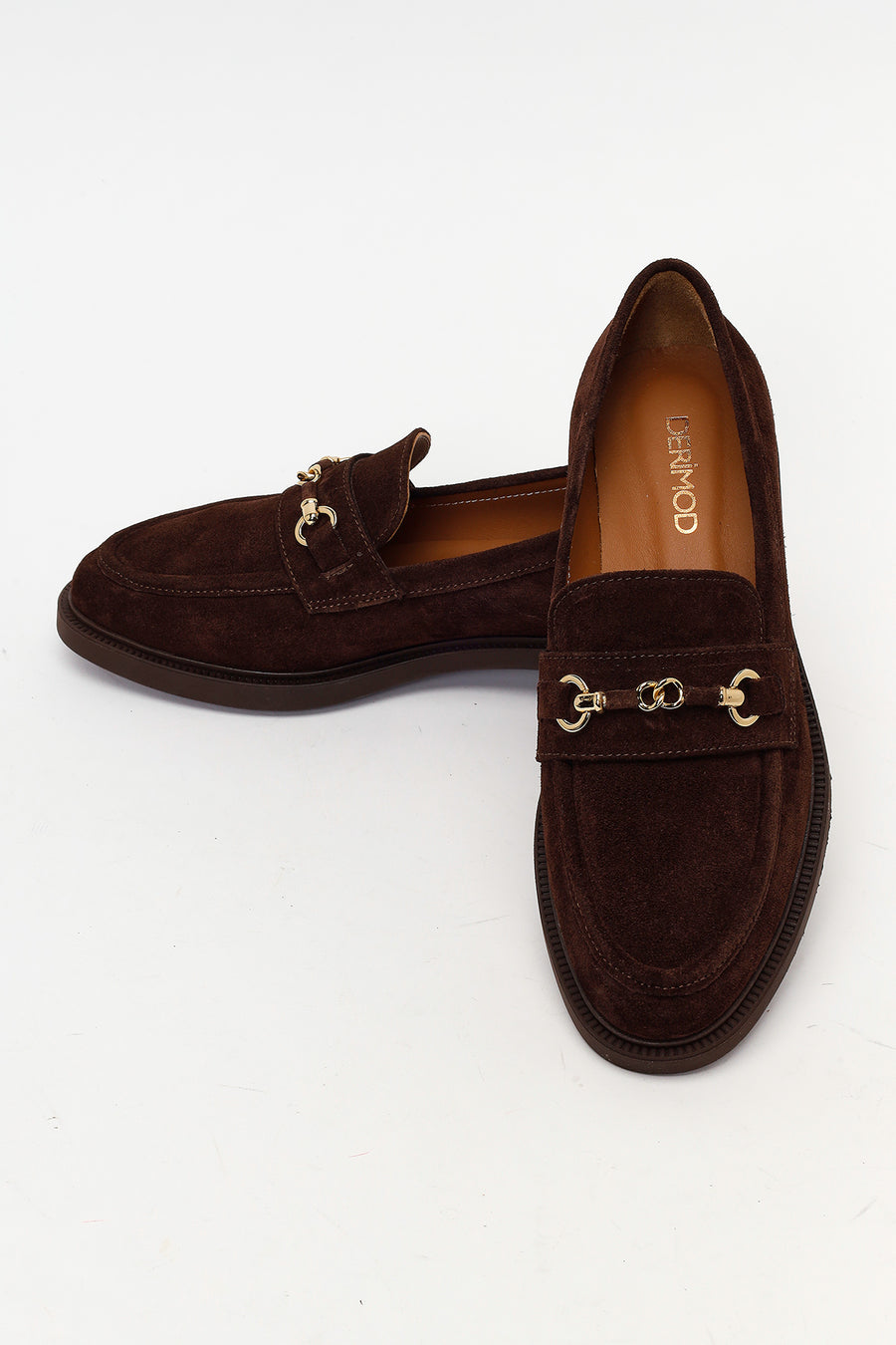 Woman Brown Buckled Suede Loafer