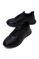Erkek Siyah Bağcıklı Kalın Tabanlı Deri Sneaker | Derimod