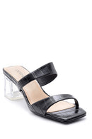 Women's Transparent Heel Crocodile Patterned Slippers | Derimod