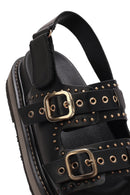 Women's Black Buckled Thick Soled Sandals | Derimod