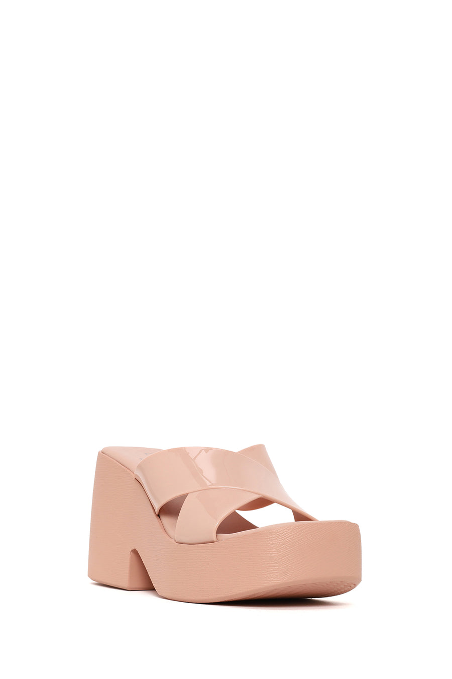 Woman Beige Chunky-Heel Platform Jelly Slippers